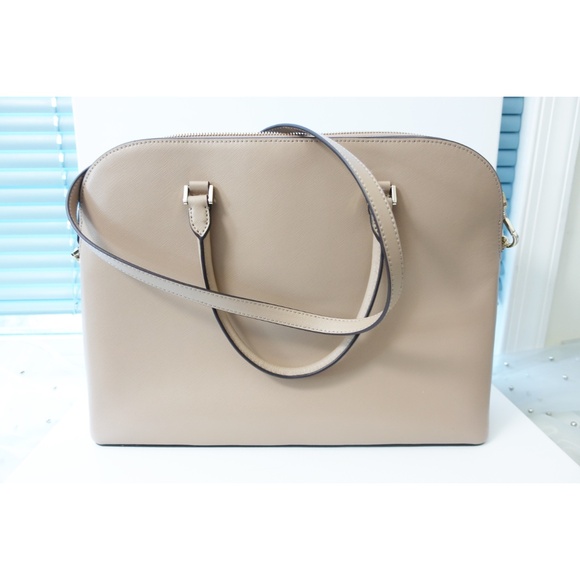 Kate Spade Beige Brown Saffiano Laptop Leather Bag - Picture 3 of 10